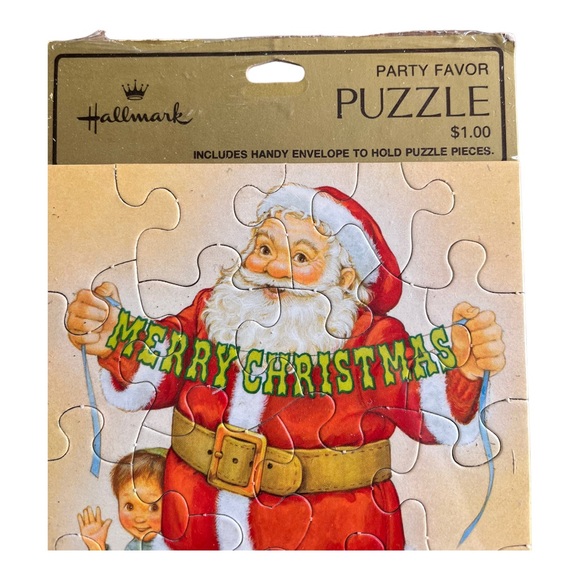 Hallmark Vintage Christmas Jigsaw Puzzle Card Featuring Santa Claus and Children - Picture 4 of 5